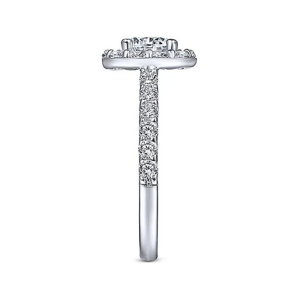 14K White Gold Cushion Halo Round Diamond Engagement Ring thumb image 5