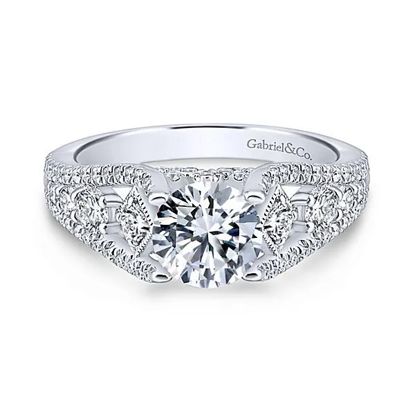 14K White Gold Round Diamond Engagement Ring