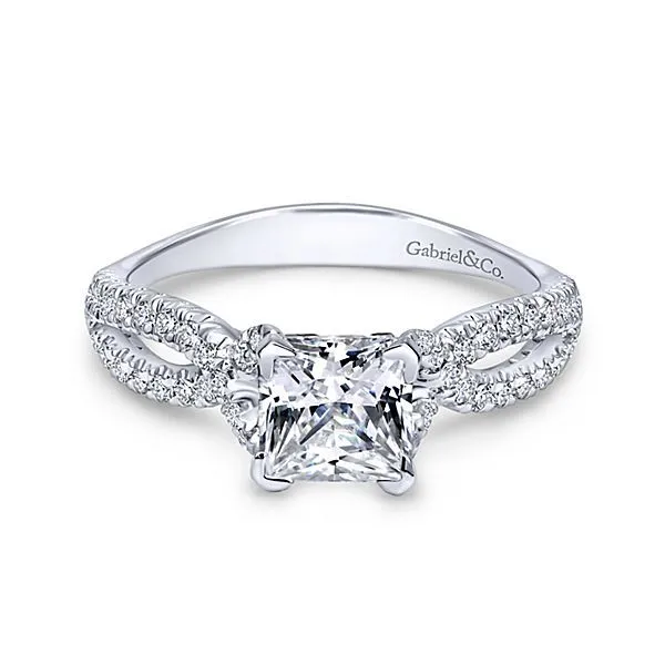 Peyton 14k White Gold Princess Cut Twisted Engagement Ring David Douglas Diamonds & Jewelry Marietta, GA