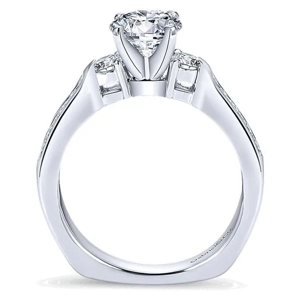 14k White Gold Round 3 Stones Engagement Ring thumb image 2