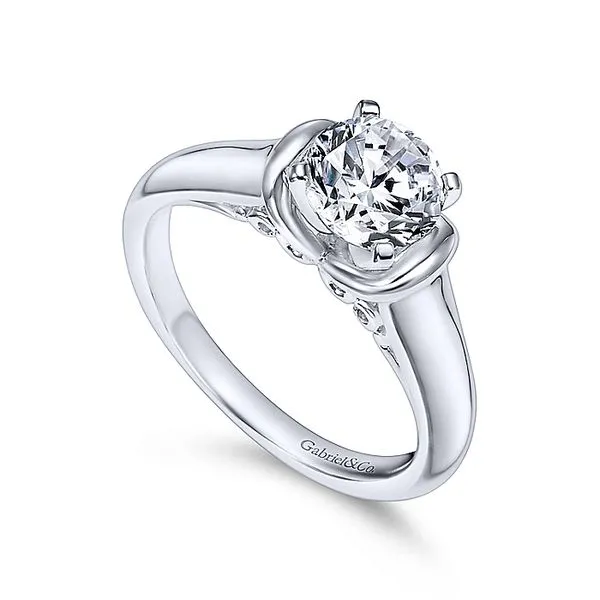 Lenora 14k White Gold Round Solitaire Engagement Ring thumb image 3