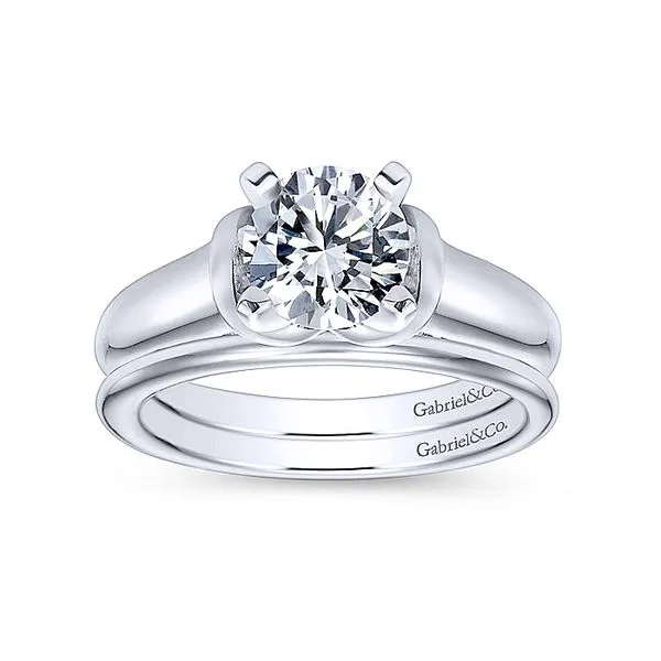 Lenora 14k White Gold Round Solitaire Engagement Ring thumb image 4
