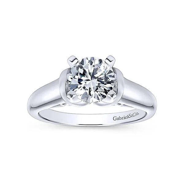 Lenora 14k White Gold Round Solitaire Engagement Ring thumb image 5