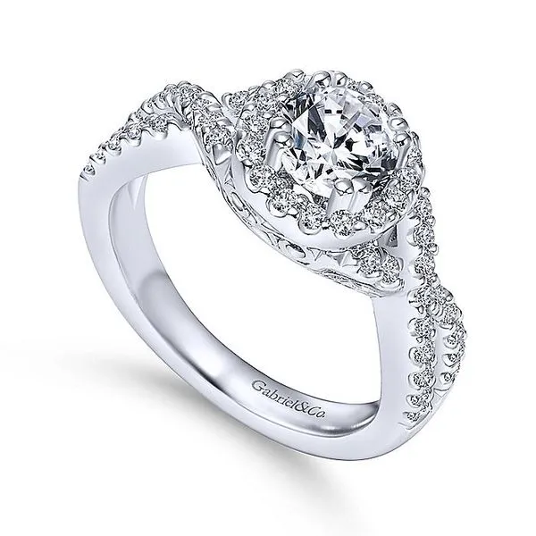 14K White Gold Halo Diamond Engagement Ring thumb image 3