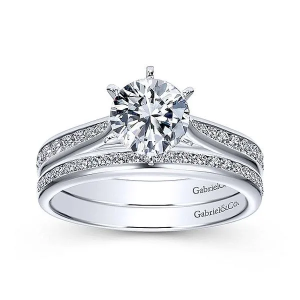 Danielle 14k White Gold Round Straight Engagement Ring thumb image 4