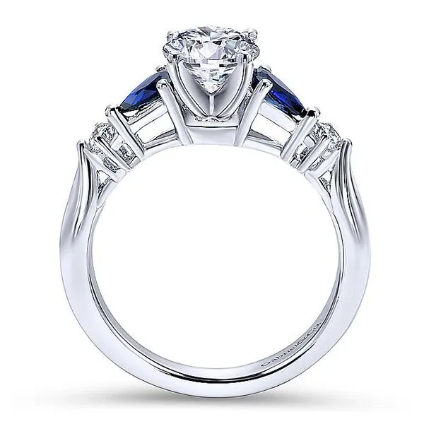 Carrie 14k White Gold Round 3 Stones Engagement Ring thumb image 2