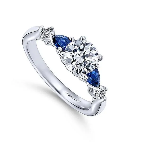 Carrie 14k White Gold Round 3 Stones Engagement Ring thumb image 3