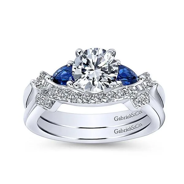 Carrie 14k White Gold Round 3 Stones Engagement Ring thumb image 4