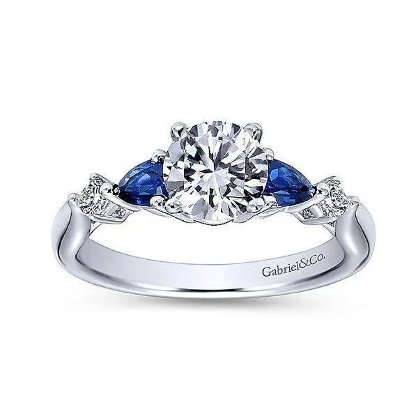 Carrie 14k White Gold Round 3 Stones Engagement Ring thumb image 5