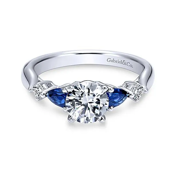 Carrie 14k White Gold Round 3 Stones Engagement Ring thumb image 1