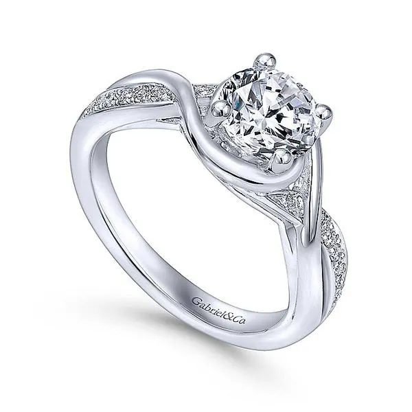 Bailey 14k White Gold Round Twisted Engagement Ring thumb image 3