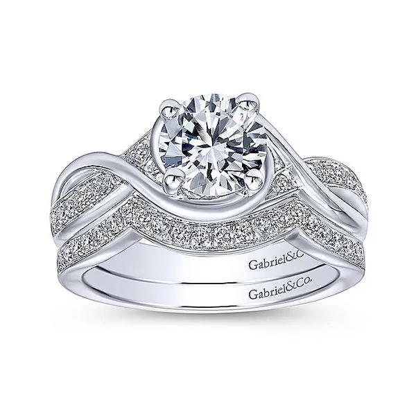 Bailey 14k White Gold Round Twisted Engagement Ring thumb image 4