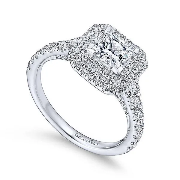 14K White Gold Princess Cut Diamond Engagement Ring thumb image 3