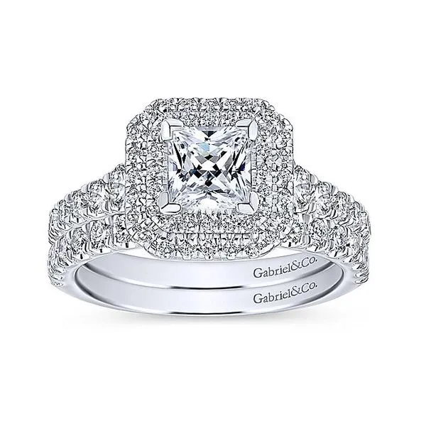 14K White Gold Princess Cut Diamond Engagement Ring thumb image 4