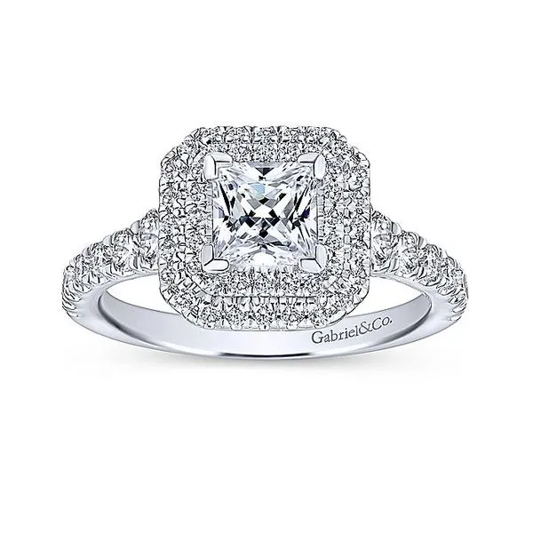 14K White Gold Princess Cut Diamond Engagement Ring thumb image 5