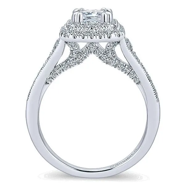 14K White Gold Emerald Cut Diamond Engagement Ring thumb image 2
