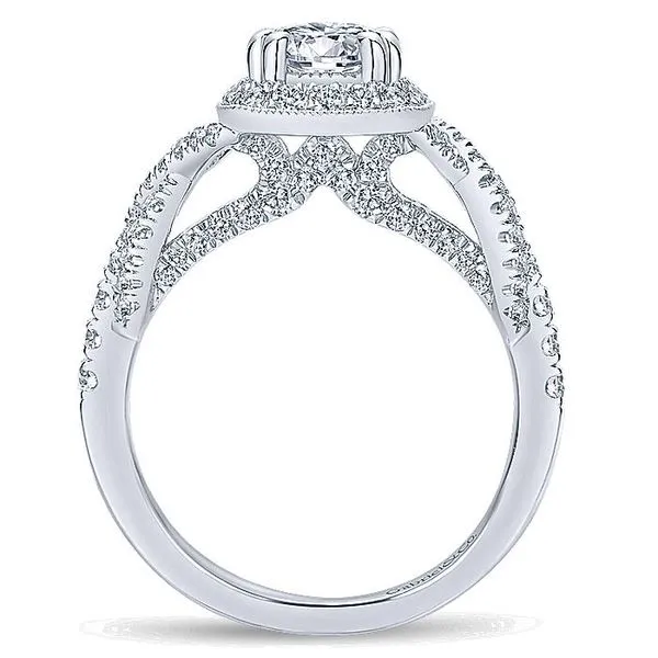14K White Gold Round Halo Diamond Engagement Ring thumb image 2