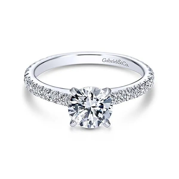 Sloane 14k White Gold Round Straight Engagement Ring thumb image 1