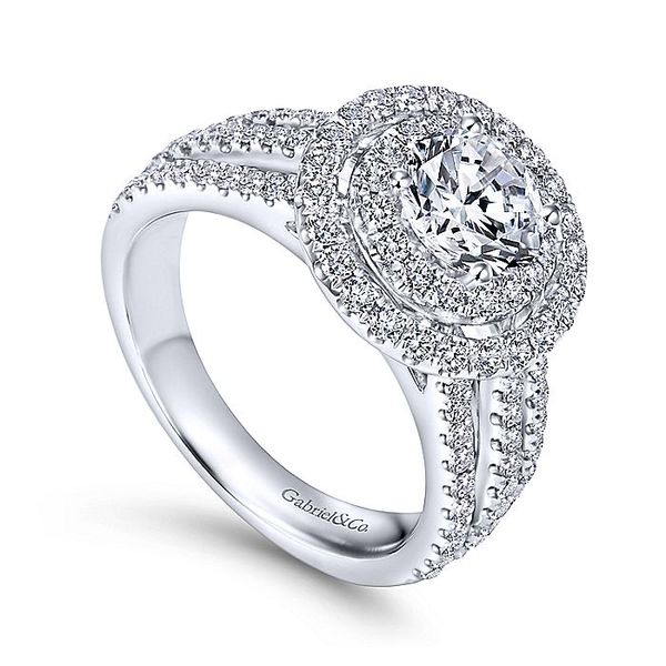 14K White Gold Round Double Halo Diamond Engagement Ring Image 3 David Douglas Diamonds & Jewelry Marietta, GA