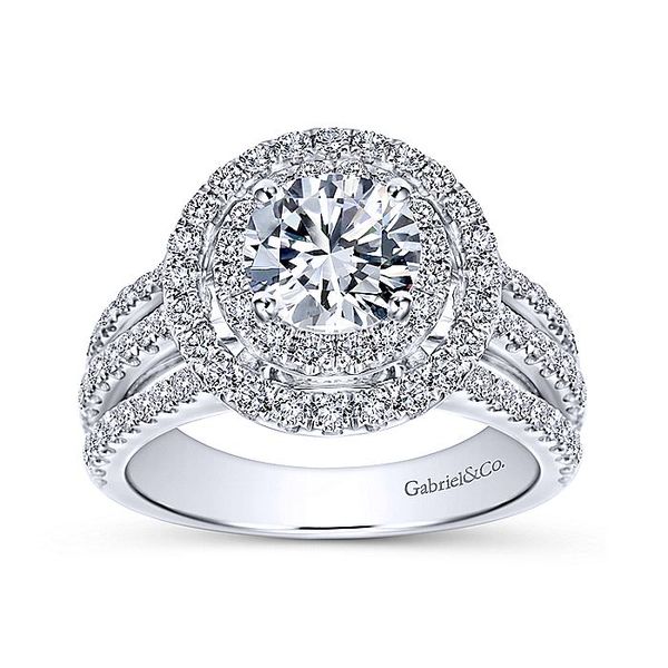 14K White Gold Round Double Halo Diamond Engagement Ring Image 5 David Douglas Diamonds & Jewelry Marietta, GA