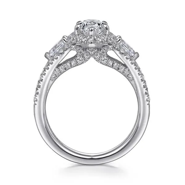 Customizable | Three Stone Halo Engagement Ring