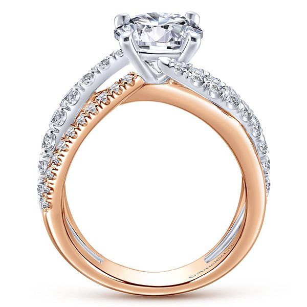 Gabriel & Co. 14 Karat Rose And White Gold Free Form Semi-Mount Engagement Ring Image 2 David Scott Fine Jewelry Panama City Beach, FL