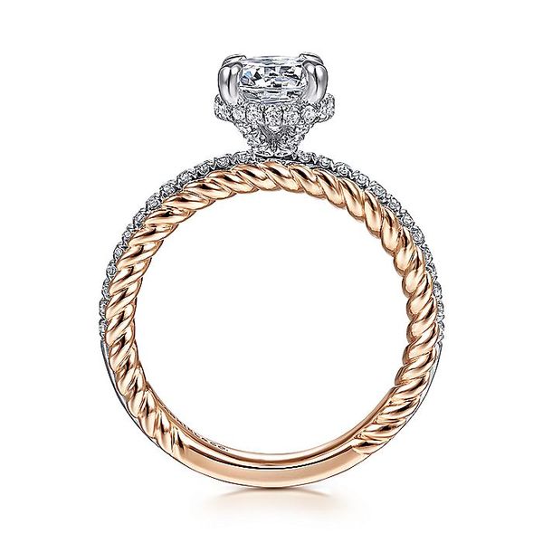Gabriel & Co. 14 Karat Rose and White Gold Round Semi-Mount Engagement Ring Image 2 David Scott Fine Jewelry Panama City Beach, FL