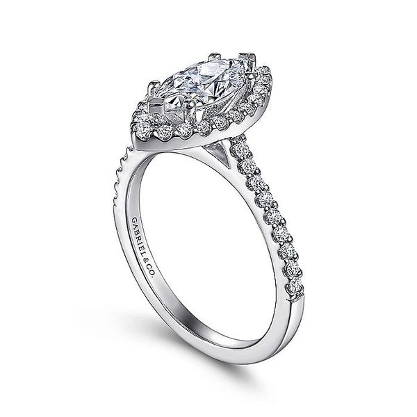 Gabriel & Co. 14 Karat White Gold Marquise Halo Semi-Mount Engagement Ring Image 3 David Scott Fine Jewelry Panama City Beach, FL