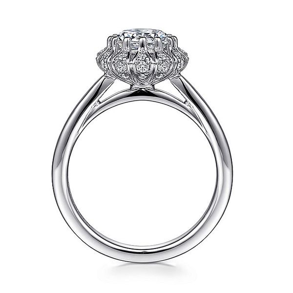 Gabriel & Co. 14 Karat White Gold Round Halo Semi-Mount Engagement Ring Image 2 David Scott Fine Jewelry Panama City Beach, FL