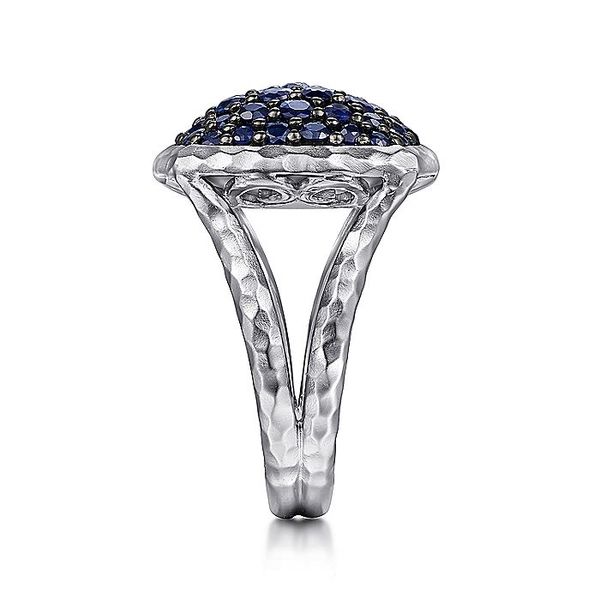 Gabriel & Co Sterling Silver Hammered Sapphire Pavé Ring Image 4 David Scott Fine Jewelry Panama City Beach, FL