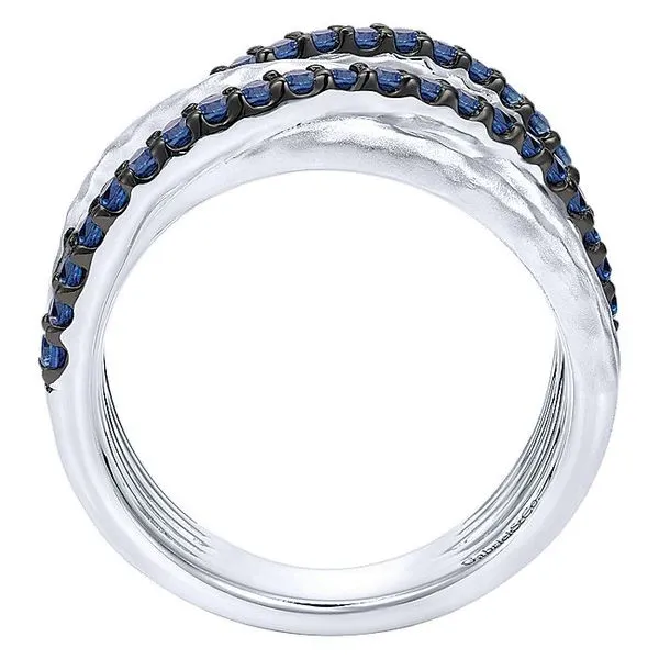 Gabriel Co Silver Hammered Wide Band Layered Sapphire Ring David Scott Fine Jewelry Panama City Beach Fl