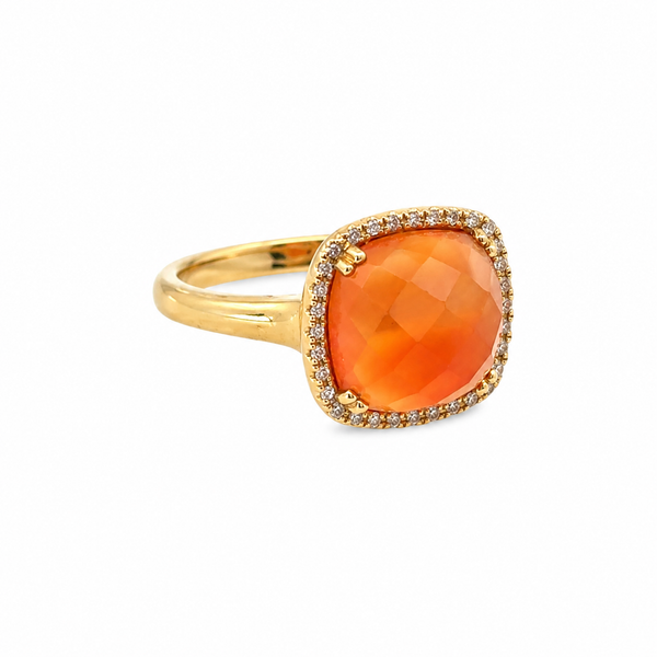 Natural Orange Carnelian & Diamond Ring in 14K Yellow Gold DeAngelis Jewelers Germantown, TN