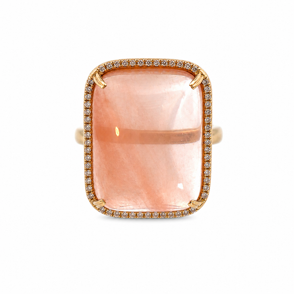 Natural Rose Quartz & Diamond Ring in 14K Yellow Gold Image 2 DeAngelis Jewelers Germantown, TN