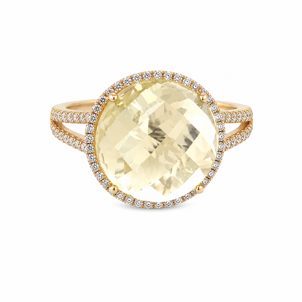 Lemon Quartz & Diamond Ring in 14K Yellow Gold DeAngelis Jewelers Germantown, TN
