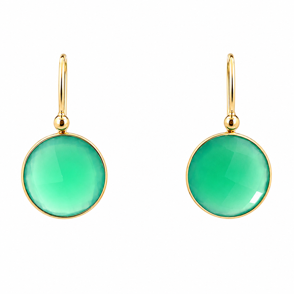 Round Green Gemstone Drop Earrings in 14K Yellow Gold DeAngelis Jewelers Germantown, TN
