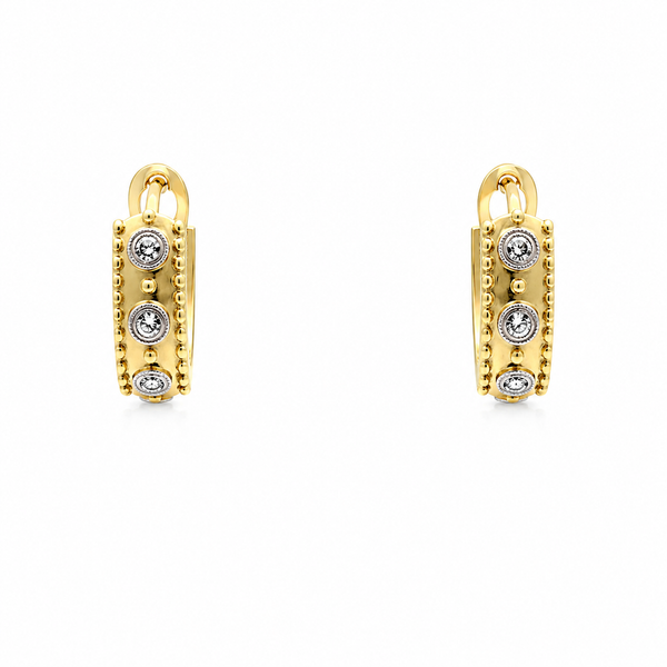 Diamond Beaded Huggie Earrings in 14K Yellow Gold DeAngelis Jewelers Germantown, TN