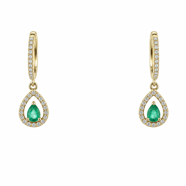 Emerald & Diamond Teardrop Earrings in 14K Gold DeAngelis Jewelers Germantown, TN