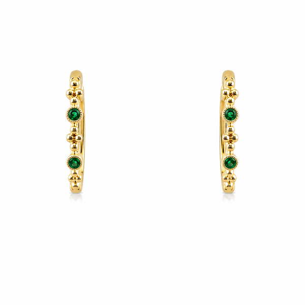 Emerald Bead Hoop Earrings in 14K Yellow Gold DeAngelis Jewelers Germantown, TN