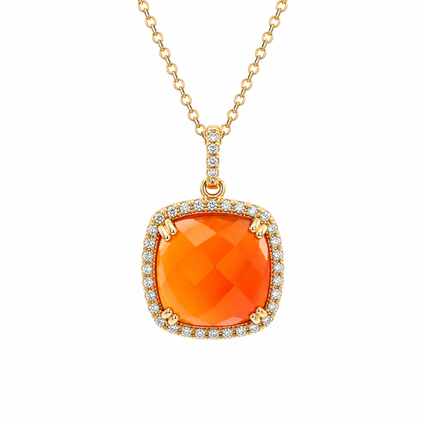 Orange Carnelian & Diamond Pendant in 14K Yellow Gold DeAngelis Jewelers Germantown, TN