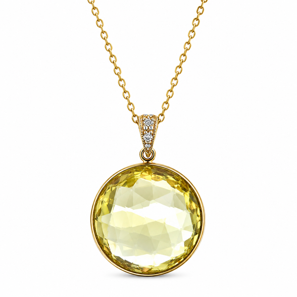 Lemon Quartz & Diamond Pendant in 14K Yellow Gold DeAngelis Jewelers Germantown, TN