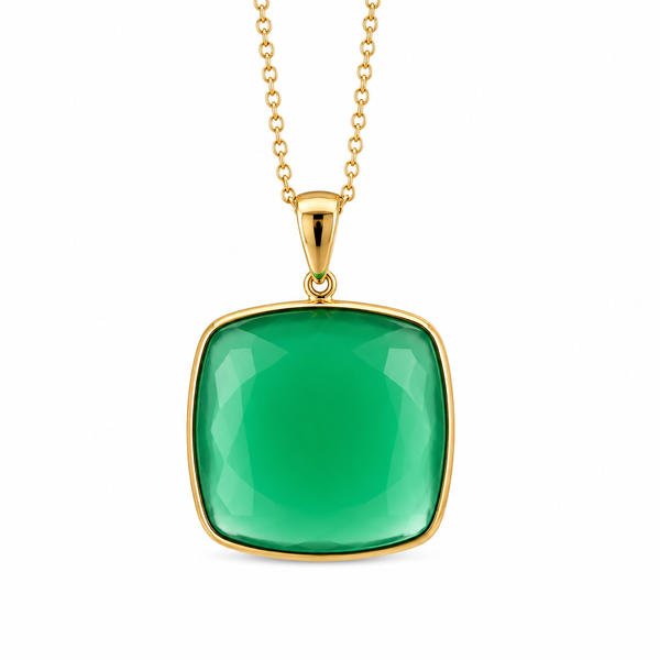 Green Onyx Cushion Pendant in 14K Yellow Gold DeAngelis Jewelers Germantown, TN