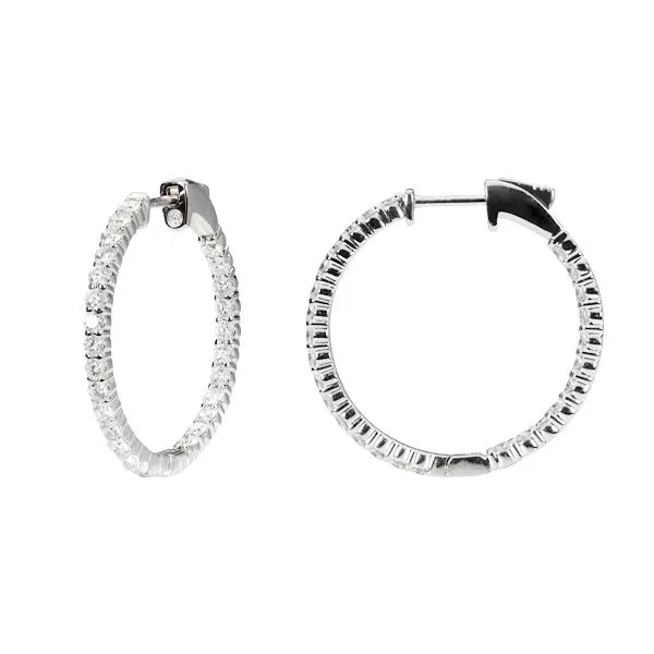 Diamond In And Out Hoop Earrings Image 2 D'Errico Jewelry Scarsdale, NY