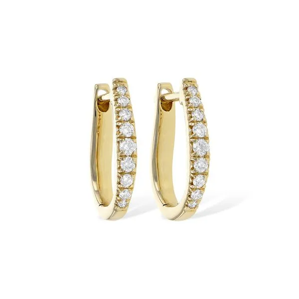 14 Karat Yellow Gold Graduated Diamonds Huggie Earrings D'Errico Jewelry Scarsdale, NY