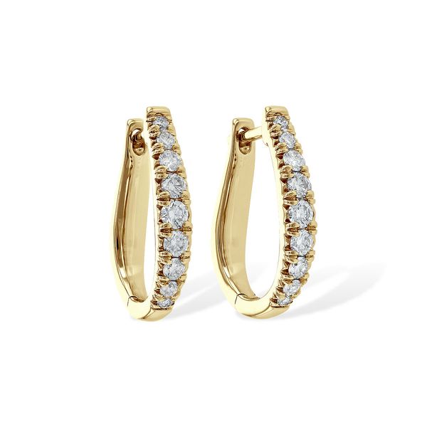 14 Karat Yellow Gold Graduated Diamonds Huggie D'Errico Jewelry Scarsdale, NY