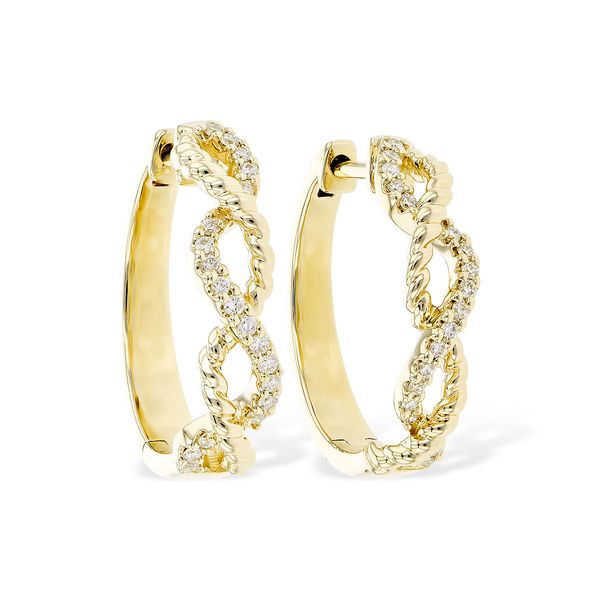 14K Yellow Gold Hoop Infinity Earrings D'Errico Jewelry Scarsdale, NY