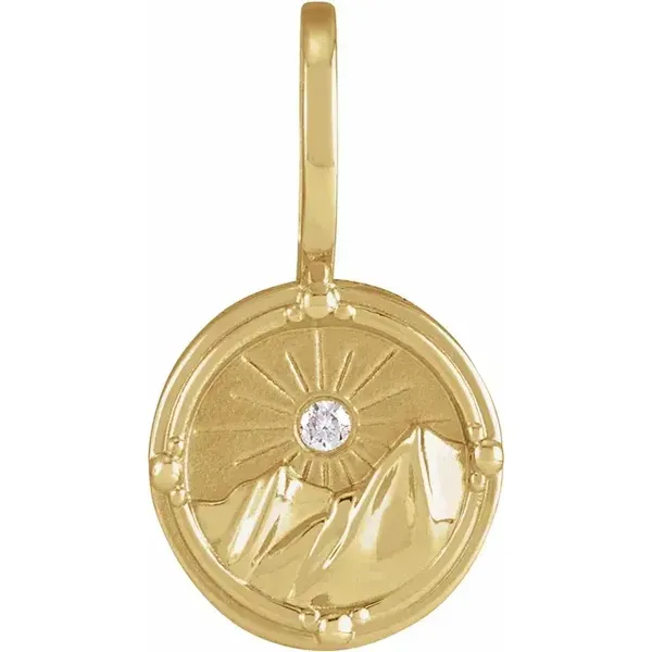 14K Yellow Gold 0.015 CT Natural Diamond Earth Element Pendant D'Errico Jewelry Scarsdale, NY