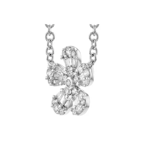 White Gold Diamond Flower Necklace Image 2 D'Errico Jewelry Scarsdale, NY