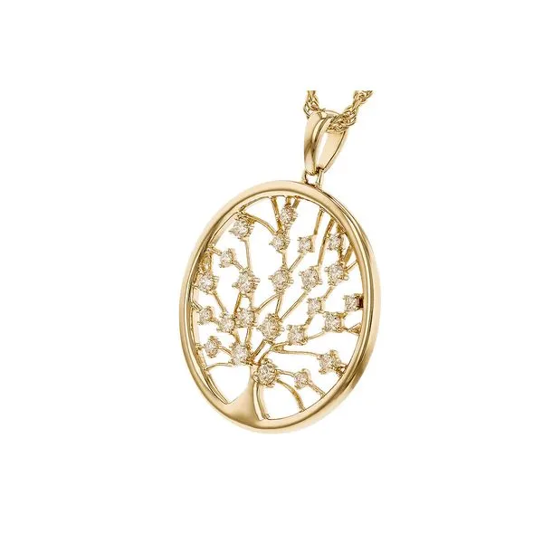 14KT Yellow Gold Diamond Tree of Life Pendant Image 2 D'Errico Jewelry Scarsdale, NY