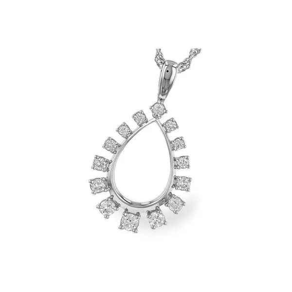 14K White Gold Diamond Necklace Shaped as a Pear D'Errico Jewelry Scarsdale, NY