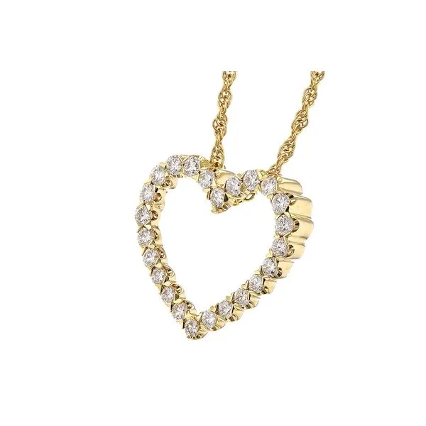 14K Gold Diamond Heart Pendant on Rope Chain Image 2 D'Errico Jewelry Scarsdale, NY